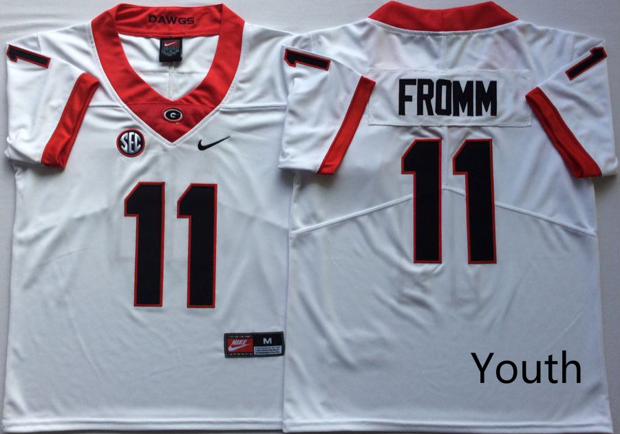 NCAA Youth Georgia Bulldogs White #11 FROMM jerseys->youth ncaa jersey->Youth Jersey